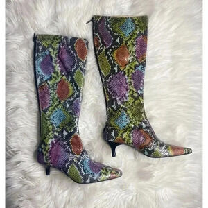 Isaac Mizrahi Multicolor Snakeskin Heeled Boots